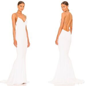 NWT Retrofete Valentina Open Back Floor Length Maxi Dress White XS $595